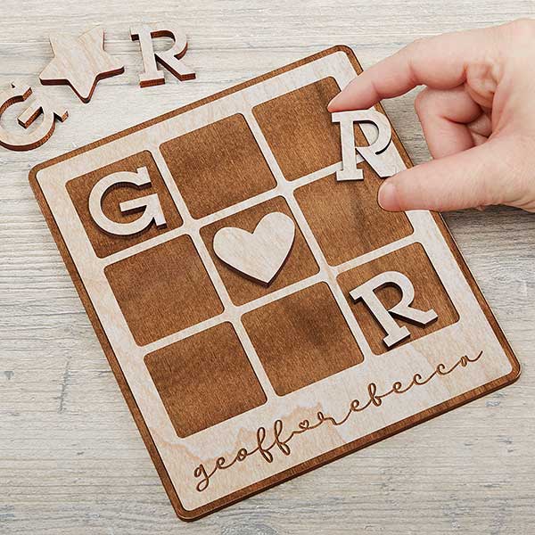 Personalized Romantic Wooden Tic Tac Toe Game - 30102