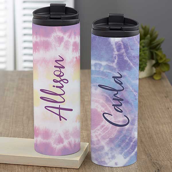 Pastel Tie Dye Personalized Travel Tumbler - 30222