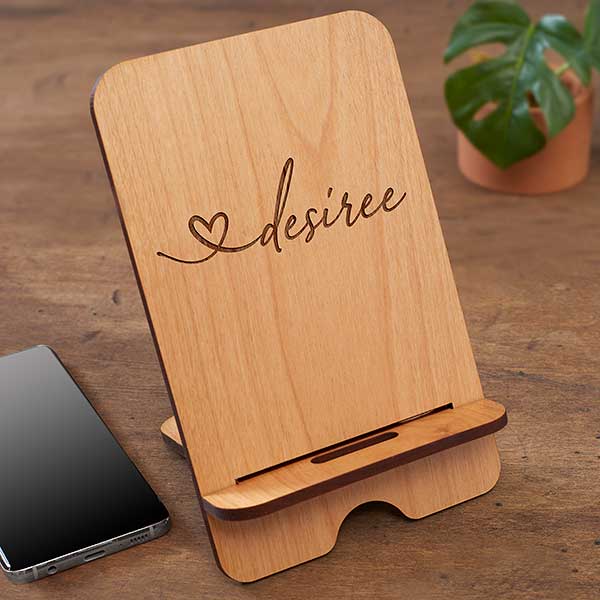 Heart Name Personalized Wooden Phone Stand