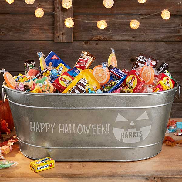 Jack-o'-Lantern Personalized Halloween Candy Tub  - 31921