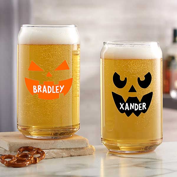 Jack-o'-Lantern Personalized Halloween Beer Glasses - 32124