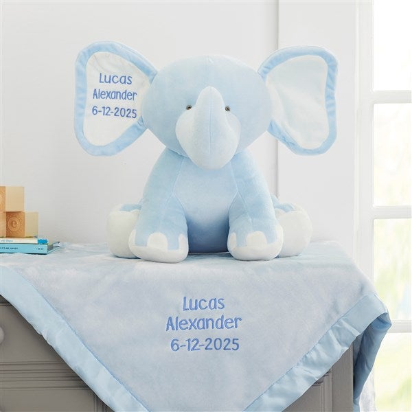 Embroidered Baby Blanket & Jumbo Plush Elephant Gift Set - 33296