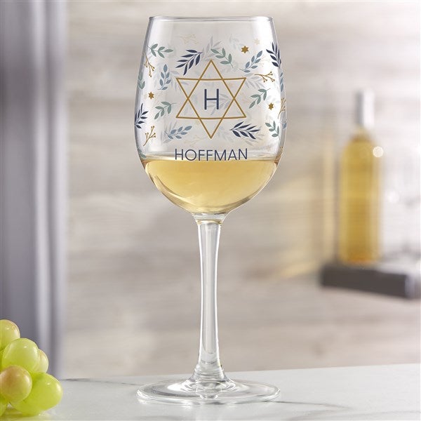 Spirit of Hanukkah Personalized Wine Glass Collection  - 37093