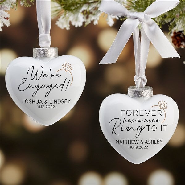 We're Engaged Personalized Deluxe Heart Ornament