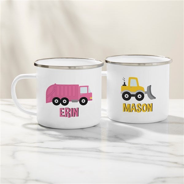 Construction & Monster Trucks Personalized Kids Enamel Mug  - 38424