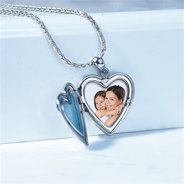 Heart Locket Necklace For Women Engraved With Photos