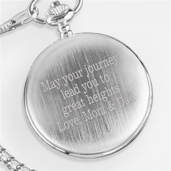 Engraved Silver Graduation Pocket Watch