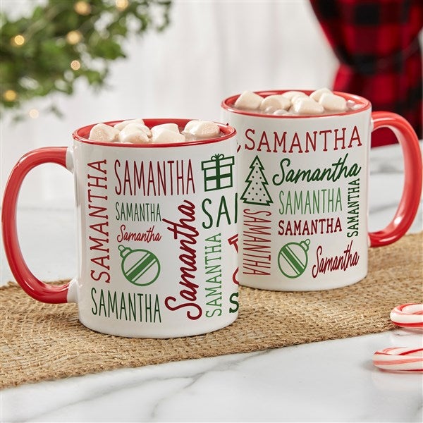 Holiday Repeating Name Personalized Coffee Mug - 42470