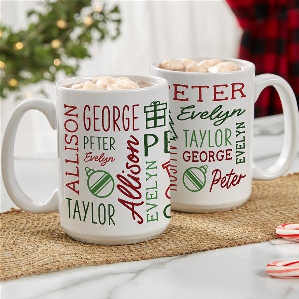 Holiday Repeating Name Personalized Coffee Mug - 42470