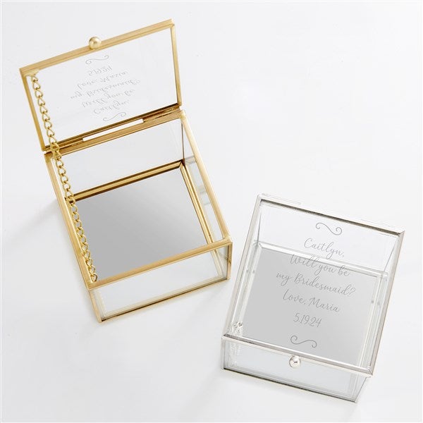 Engraved Glass Jewelry Box For Bridesmaid - 42575