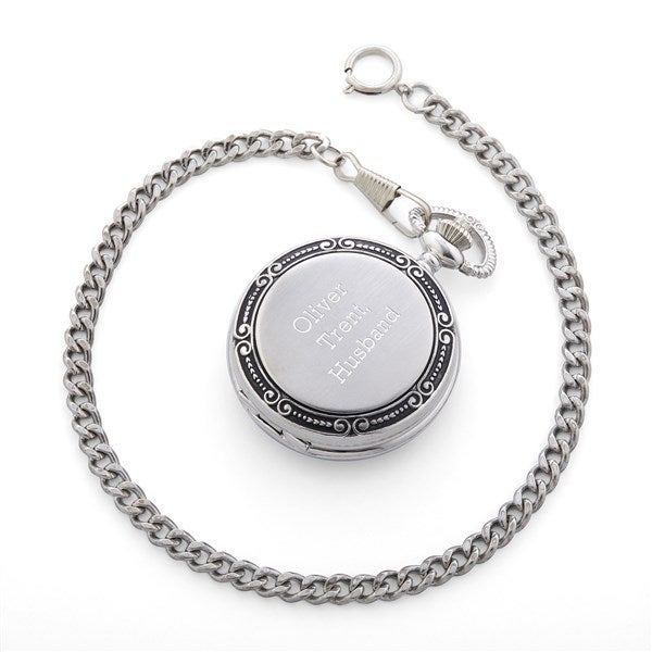 Engraved silver pocket online watch