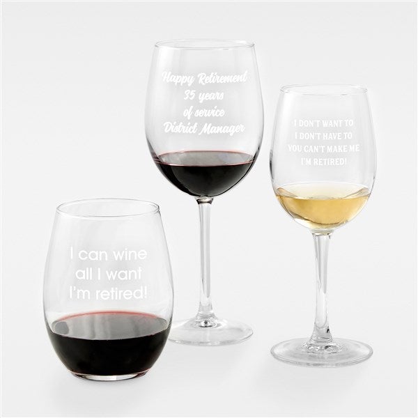 Retirement Personalized Message Wine Glass