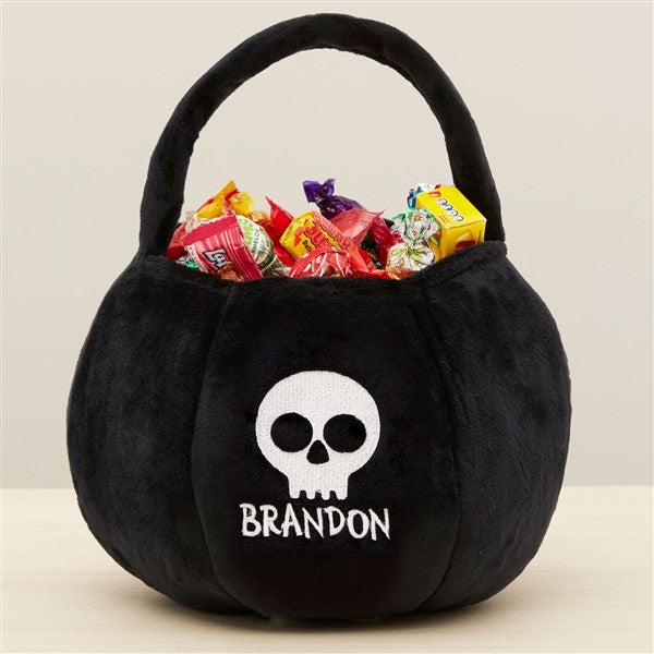 Pumpkin Faces Embroidered Plush Halloween Treat Bags - 43335