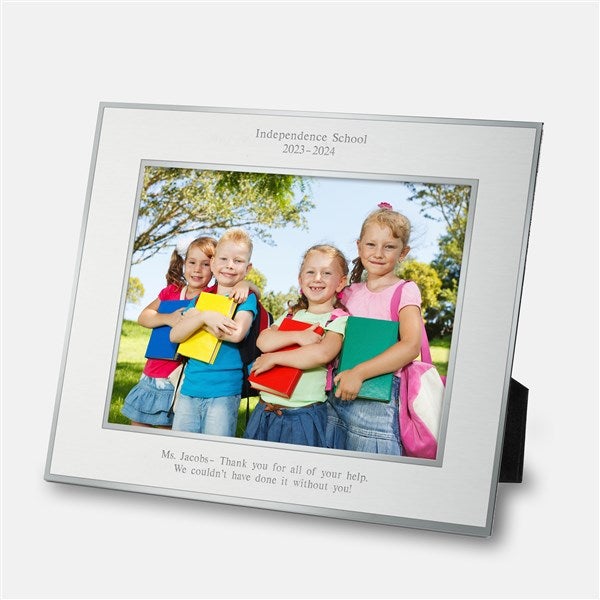 School Engraved Flat Iron Black Picture Frame - Horizontal 8x10