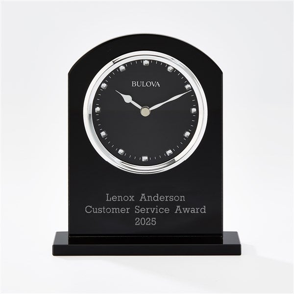 Engraved Bulova Ebony Crystal Recognition Clock     - 44578