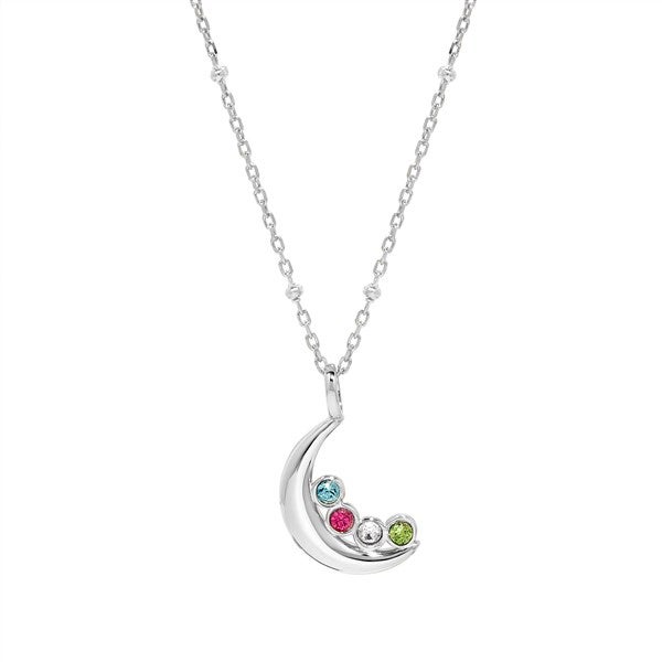 Custom Birthstone Crescent Moon Pendant - 46233D