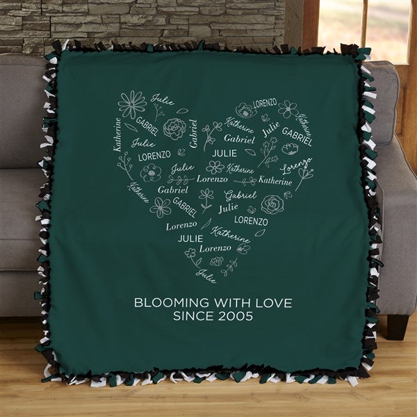 Blooming Heart Personalized Tie Blanket 50x60