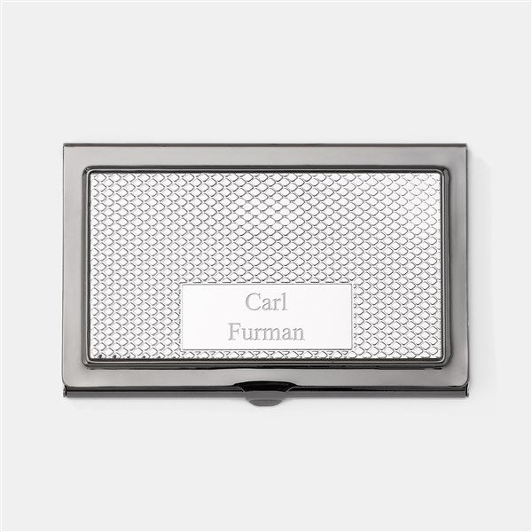 Engraved Textured Gunmetal Business Card Case - 47144