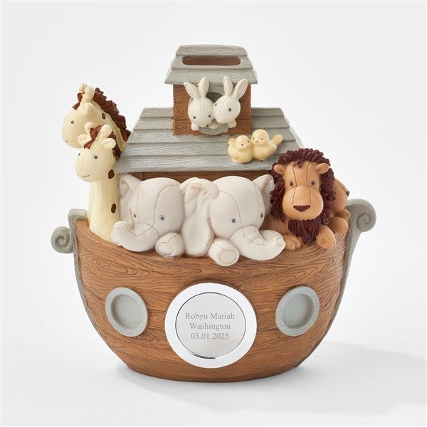 Engraved Noah's Ark Resin Coin Bank   - 47550