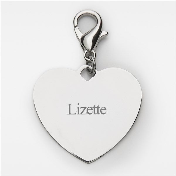 Engraved Silver Heart Charm - 47860