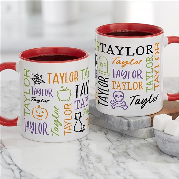 Halloween Repeating Name Personalized Coffee Mugs - 48166