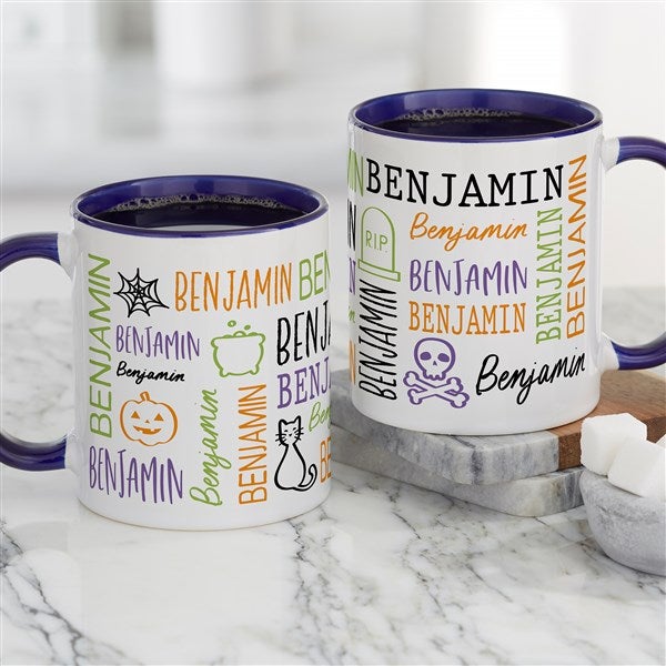 Halloween Repeating Name Personalized Coffee Mugs - 48166