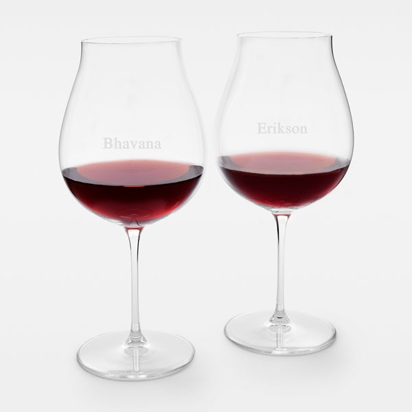 Engraved Riedel Veritas Pinot Wine Glass Set of 2