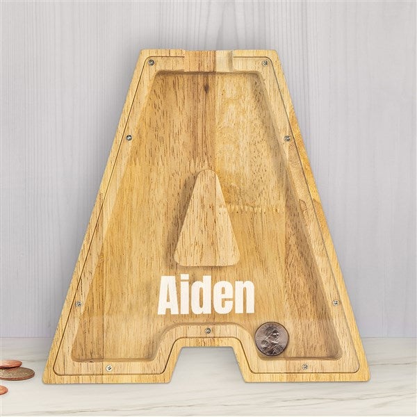 Personalized Wood Letter Bank - Large - 48634D