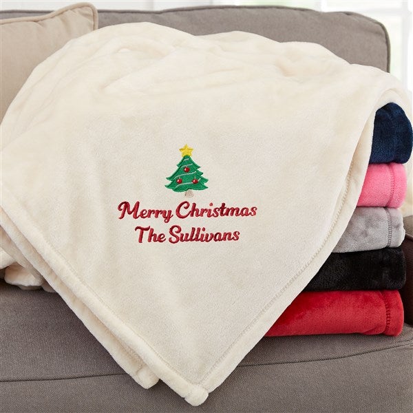 Christmas Character Embroidered Fleece Blanket - 48807