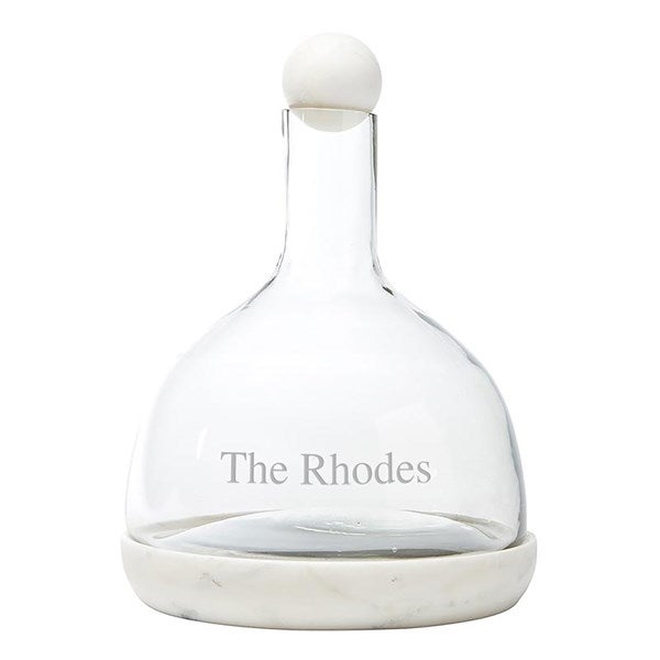  Engraved White Marble & Glass Wine Carafe  - 49138