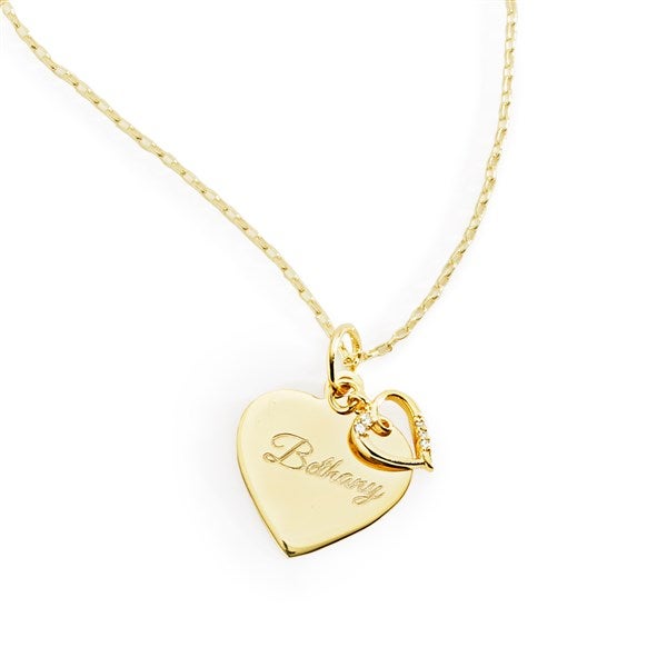 Engraved Gold Sterling Silver Girl's Heart Necklace - 49620