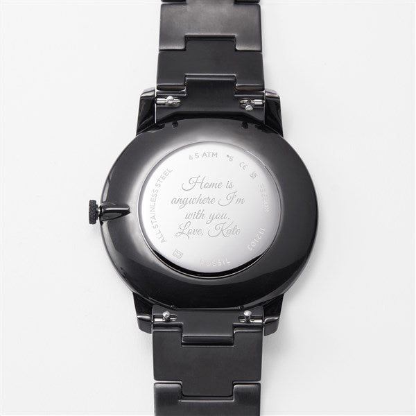 Engraved Fossil Black Minimalist Watch