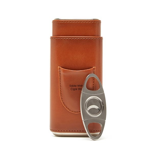 Engraved Ashton Cigar Leather Case with Cutter - 50405