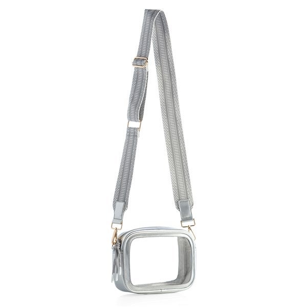 Monogramed Clear Crossbody Bag with Silver Trim - 50620