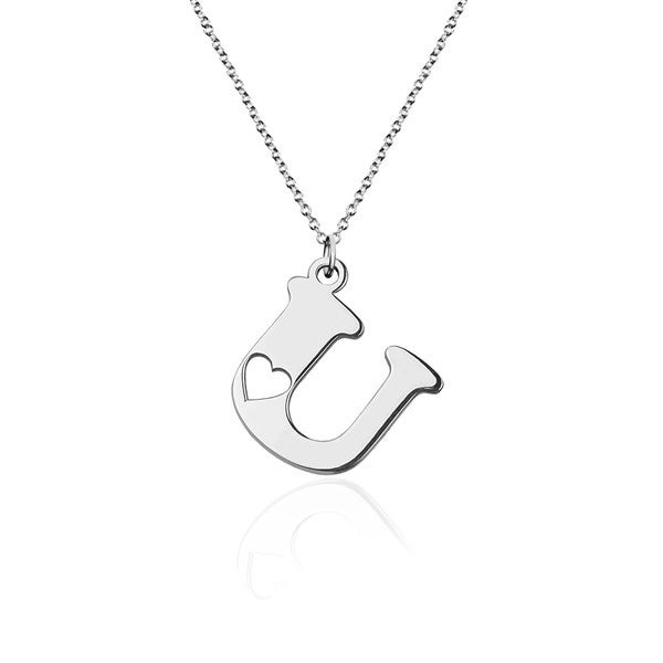 Personalized Initial Cut-Out Heart Necklace - 51072D