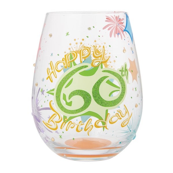 Happy 60th Birthday Stemless Wine Glass   - 51149