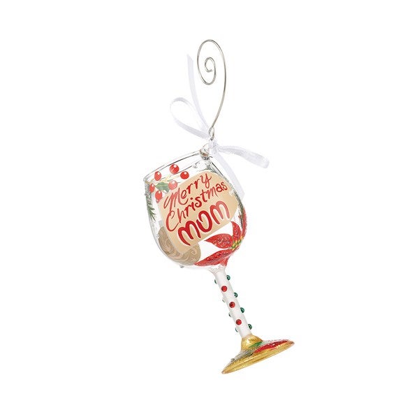 Merry Christmas Mom Wine Glass Ornament   - 51198