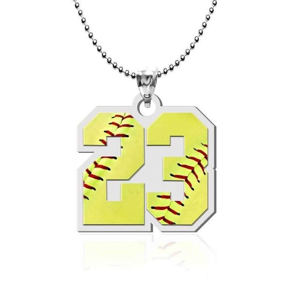 Personalized Softball Number Pendant  - 51212D