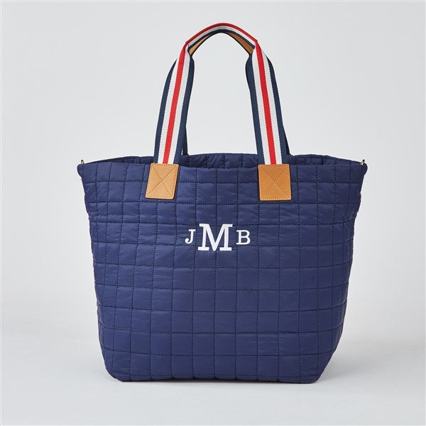 Embroidered Shiraleah Quilted Large Travel Tote in Navy  - 51220