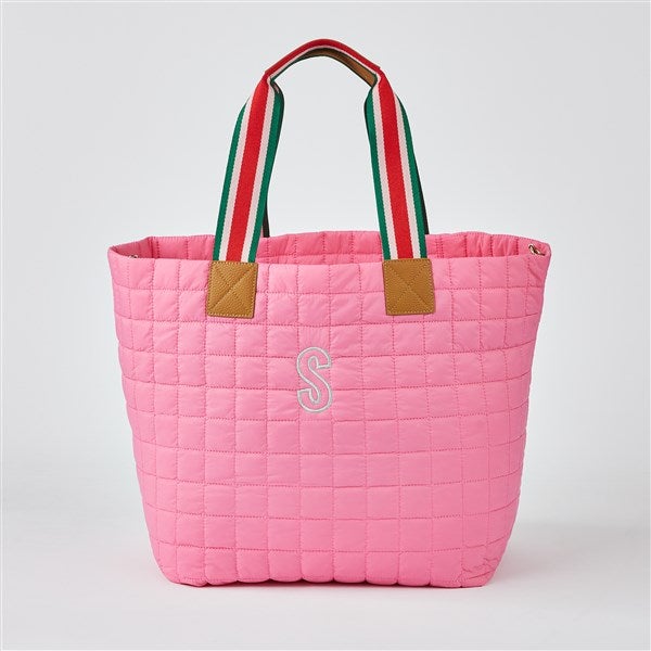 Embroidered Shiraleah Quilted Large Travel Tote in Pink - 51222