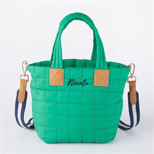 Embroidered Shiraleah Quilted Mini Tote in Green - 51301