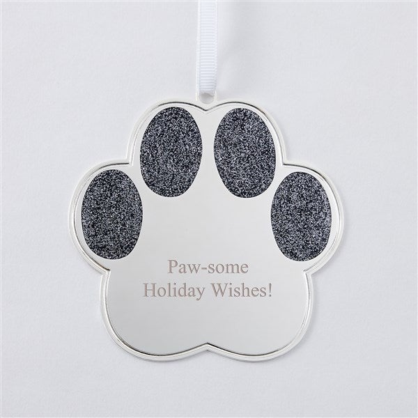 Engraved Silver Sparkling Pet Paw Ornament      - 51315