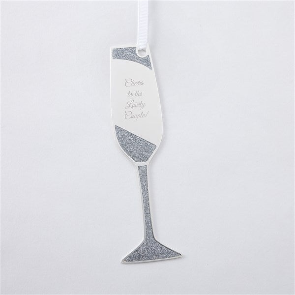 Engraved Silver Sparkling Champagne Flute Metal Ornament   - 51317