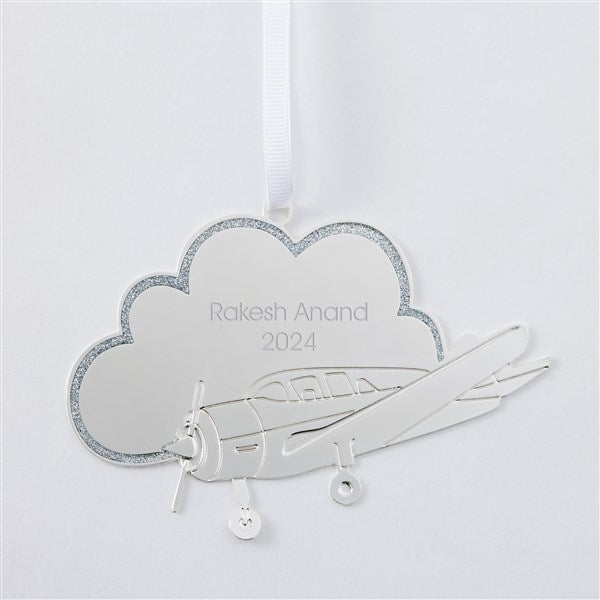 Engraved Silver Airplane Ornament  - 51321