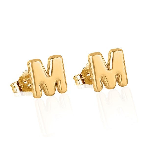 Personalized Bubble Letter Initial Earrings  - 51323D