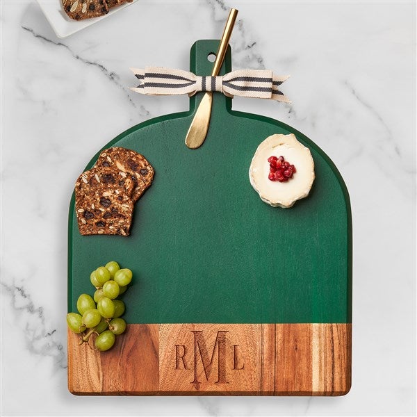 Personalized Green Acacia Bevel Board with Spreader  - 51896D