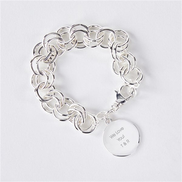 Engraved Silver Chunky Link Bracelet  - 52009