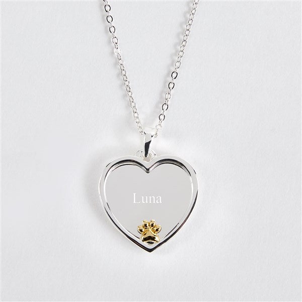 Engraved &quot;Pet Love&quot; Paw print Swing Necklace    - 52014