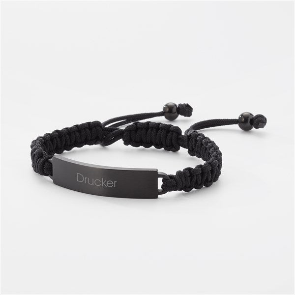 Engraved Black Corded ID Bracelet  - 52019