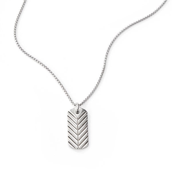 Engraved Chevron Pendant Stainless Steel Necklace   - 52020